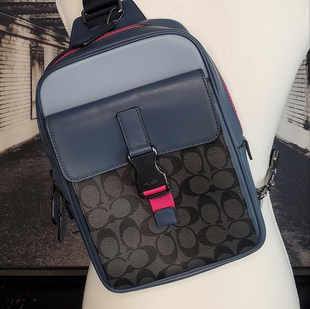 Unisex COACH Sling Bag with Signature Print